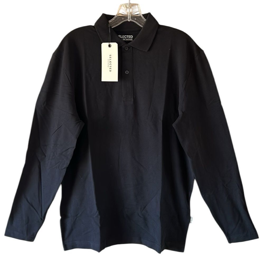 NEW Selected Homme Men's Black Polo Shirt